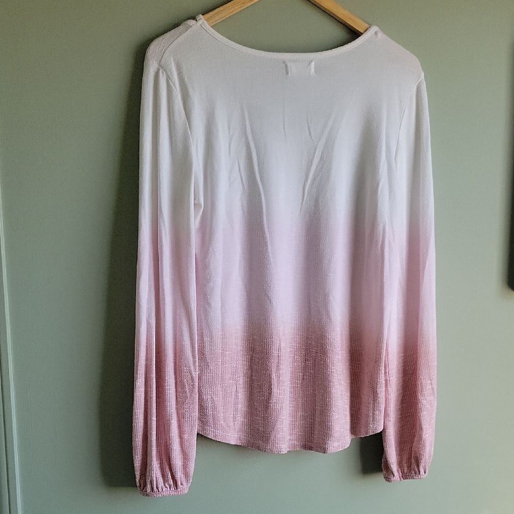 Maurices Boho Chic White and Pink Gradient Obre Long Sleeve Y2K Lounge Size M - Picture 5 of 5